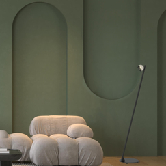 LED Лампион ZAMBELIS 25345 FLOOR LED LIGHT 7W 3000K SANDY BLACK BASE - BRUSHED NICKEL SHADE 359° MOVABLE | Osvetlenieto.bg