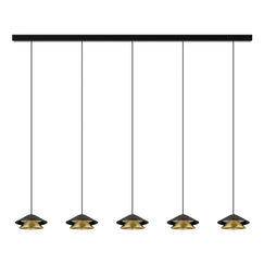 LED Полилей ZAMBELIS 25452 PENDANT LED LINE LIGHT 45W 3000K BLACK BASE - SANDY BLACK SHADE - BRUSHED GOLD ELECTROPLATE | Osvetlenieto.bg