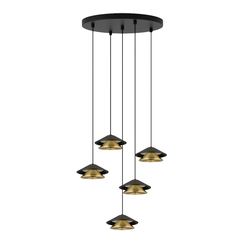 LED Полилей ZAMBELIS 25453 PENDANT LED LIGHT 45W 3000K BLACK BASE - SANDY BLACK SHADE - BRUSHED GOLD ELECTROPLATE | Osvetlenieto.bg