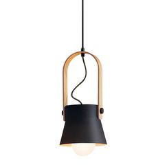 Пендел ZAMBELIS 18192 PENDANT 1L BLACK-WOOD 1xE27 | Osvetlenieto.bg