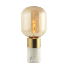 Настолна лампа ZAMBELIS 20253 TABLE LAMP GLASS AMBER-BRASS-WHITE ON/OFF SWITCH 1xE27 | Osvetlenieto.bg