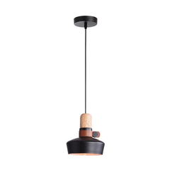 Пендел ZAMBELIS 1990 PENDANT LIGHT BLACK WOOD LEATHER 1xE27 | Osvetlenieto.bg