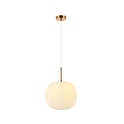 Пендел ZAMBELIS 20124 GLASS PENDANT LAMP FROST WHITE GLASS & ANCIENT BRASS 1XE27 | Osvetlenieto.bg