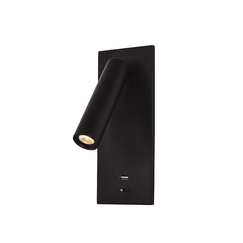 LED Аплик за вграждане ZAMBELIS H65  ALUMINUM & METALWITH USB MATT BLACK 3W 3000K | Osvetlenieto.bg