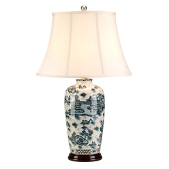 Настолна лампа Blue Traditional 1xE27 Blue and White Elstead Lighting BLUE-TRAD-WP-TL | Osvetlenieto.bg