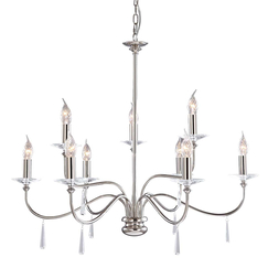 Полилей Finsbury Park 9xE14 Polished Nickel Elstead Lighting FP9-POL-NICKEL | Osvetlenieto.bg