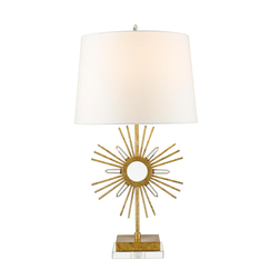 Настолна лампа Sun King 1xE27 Distressed Gold Cream Shade Gilded Nola GN-SUN-KING-TL | Osvetlenieto.bg