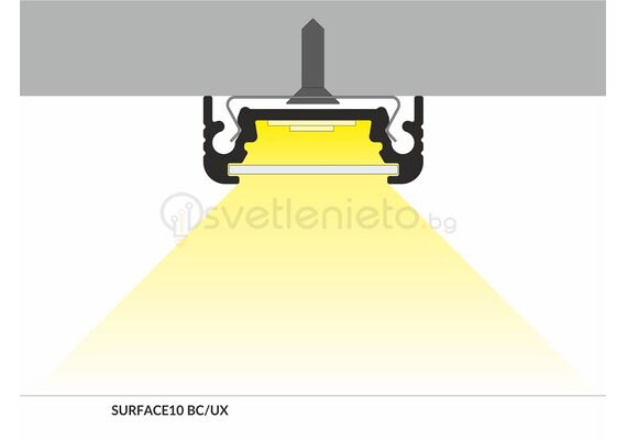 Анодизиран LED профил SURFACE10 BC/UX 2000 за открит монтаж | Osvetlenieto.bg