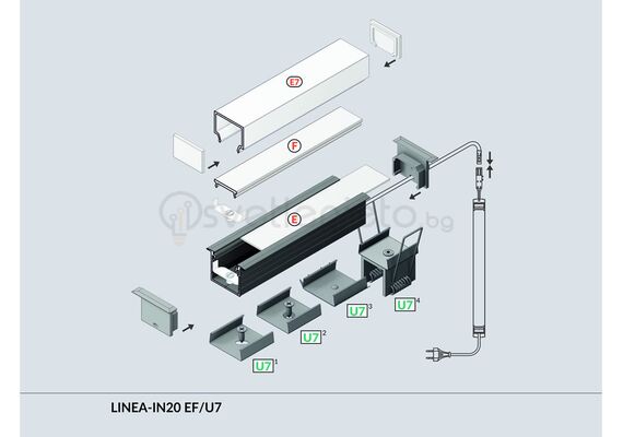 Бял LED профил за вграждане LINEA-IN20 2000 | Osvetlenieto.bg