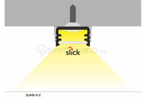 Черен анодизиран LED профил за открит монтаж SLIM8 A/Z 2000 | Osvetlenieto.bg