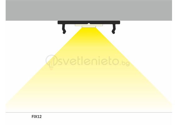 LED профил за открит монтаж суров алуминий FIX12 2000 | Osvetlenieto.bg
