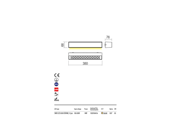 LED Външен аплик AROOS 90252 Redo IP65 | Osvetlenieto.bg