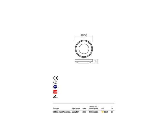 LED Външен плафон OSIRIS 90118 Redo IP65 | Osvetlenieto.bg