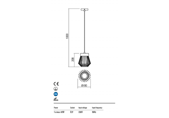 Външна висяща лампа TITTI 9845 Redo IP44 | Osvetlenieto.bg