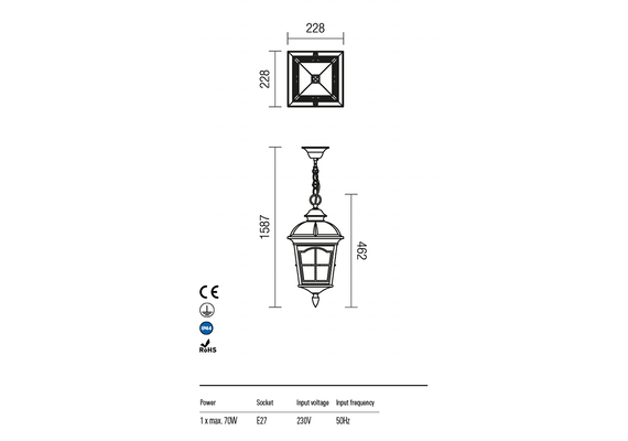 Външна висяща лампа YORK 9649 Redo IP44 | Osvetlenieto.bg