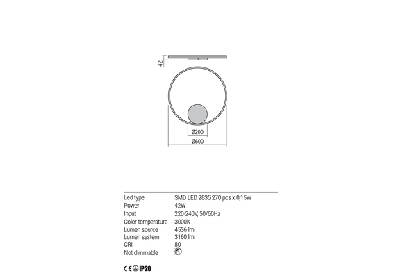 LED Аплик ORBIT 01-1704-DALI Redo 42W 3000K D600 INDIRECT SAND WHITE | Osvetlenieto.bg