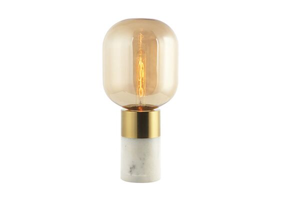 Настолна лампа ZAMBELIS 20253 TABLE LAMP GLASS AMBER-BRASS-WHITE ON/OFF SWITCH 1xE27 | Osvetlenieto.bg