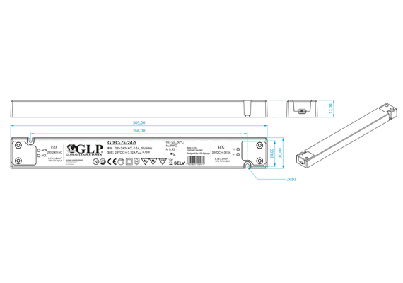LED захранване SLIM 75W 12V GLP GTPC-75-12-S | Osvetlenieto.bg