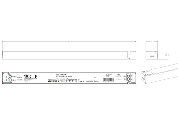 LED захранване SLIM 240W 24V GLP GTPC-240-24-S | Osvetlenieto.bg
