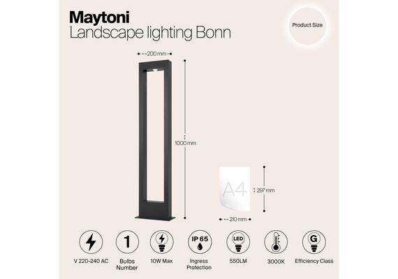 LED Градински стълб Bonn O425FL-L10GF Maytoni 10W 3000K IP65 | Osvetlenieto.bg