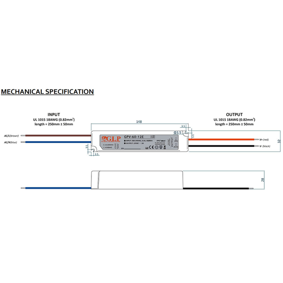LED захранване 60W 12V GLP IP67 GPV-60-12 | Osvetlenieto.bg