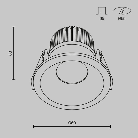 LED Луна за баня за вграждане Zoom DL034-01-06W3K-D-B Maytoni 6W 3000K IP65 | Osvetlenieto.bg