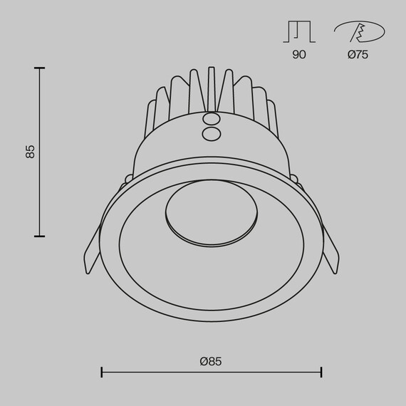 LED Луна за баня за вграждане Zoom DL034-L12W4K-W Maytoni 12W 4000K IP65 | Osvetlenieto.bg