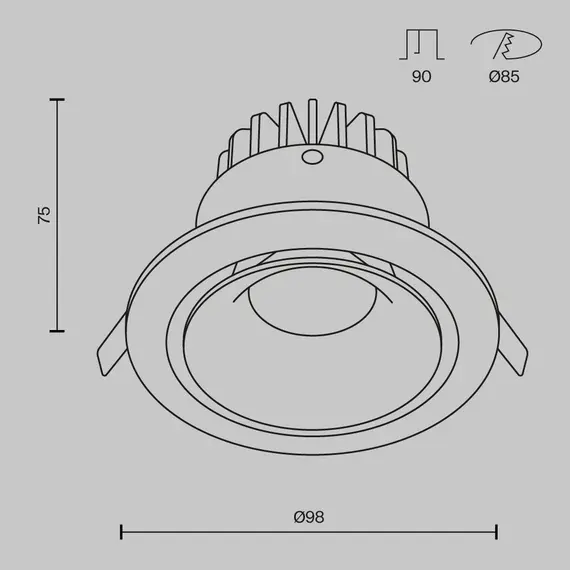LED Луна за вграждане Yin DL031-L12W3K-D-B Maytoni 12W 3000K | Osvetlenieto.bg