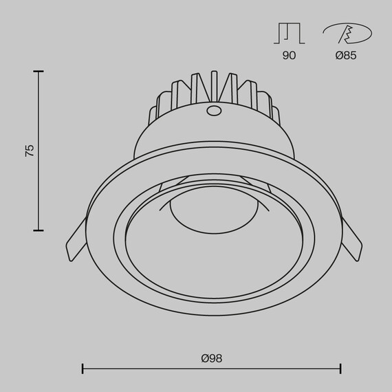 LED Луна за вграждане Yin DL031-L12W4K-W Maytoni 12W 4000K | Osvetlenieto.bg