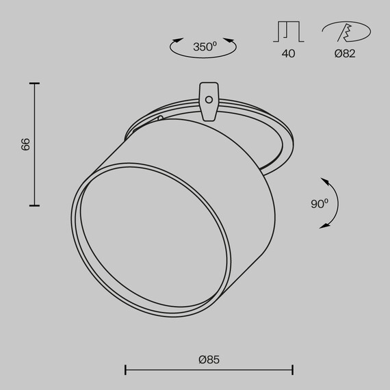 LED Спот за вграждане Onda DL024-12W-DTW-B Maytoni 12W 2200K-4000K IP20 | Osvetlenieto.bg