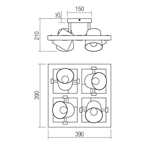 Плафон OAKER 01-3496 Smarter 4xE14 | Osvetlenieto.bg