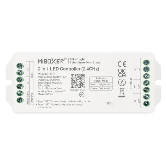 Мощен LED димер/контролер MiBoxer PR2 2в1 MONO/CCT 12-48V 20A 2.4GHz | Osvetlenieto.bg