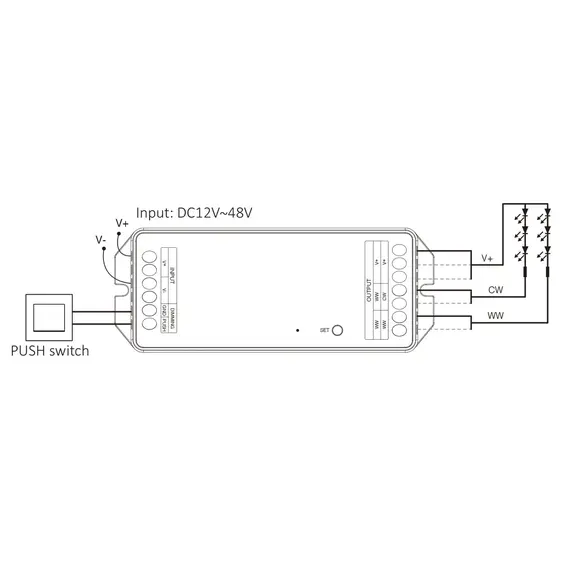 Мощен LED димер/контролер MiBoxer PR2 2в1 MONO/CCT 12-48V 20A 2.4GHz | Osvetlenieto.bg
