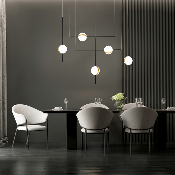 LED Полилей ZAMBELIS 2001 PENDANT LIGHT ALUMINIUM-METAL-ACRYLIC BLACK&GOLD 38W 3000K | Osvetlenieto.bg