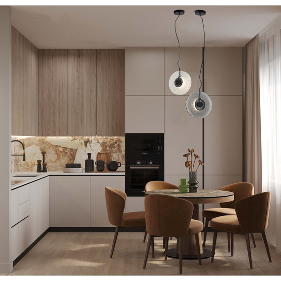 LED Полилей Zambelis 23073 PENDANT LED LIGHT 8W 3000K METAL-GLASS, BLACK-CLEAR GLASS | Osvetlenieto.bg