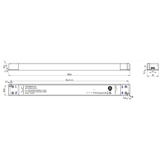 LED Захранване POS 100W 48V/2.1A CV  FTPC100V48-S2 | Osvetlenieto.bg