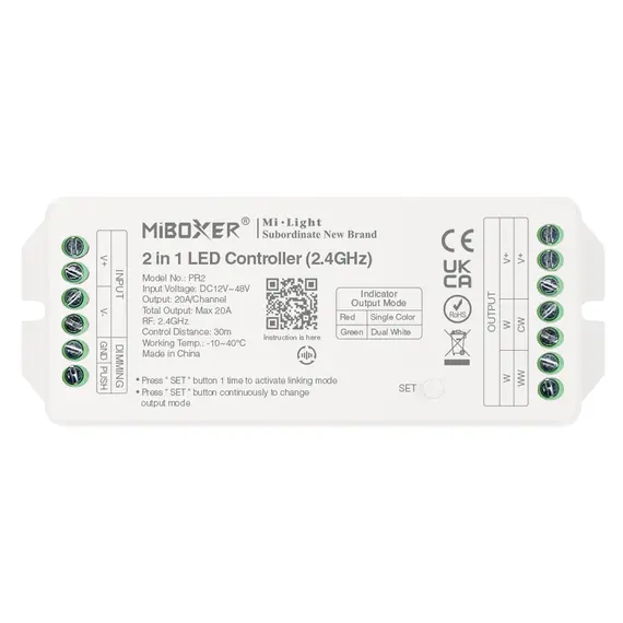 MiBoxer PR2 мощен LED димер/контролер 2в1 MONO/CCT 2.4GHz 12-48V 20A | Osvetlenieto.bg