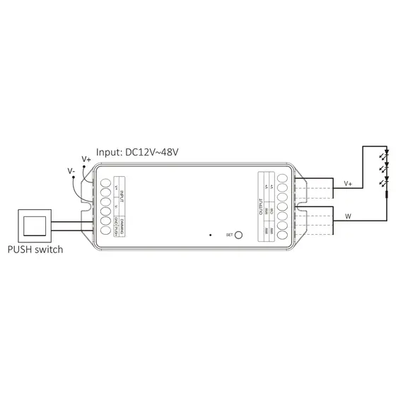 MiBoxer PR2 мощен LED димер/контролер 2в1 MONO/CCT 2.4GHz 12-48V 20A | Osvetlenieto.bg