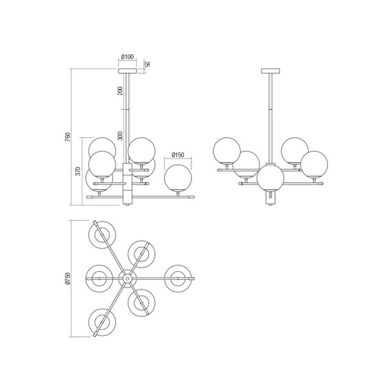 Полилей ESSENTIAL 01-2950 Smarter 6XE14 | Osvetlenieto.bg