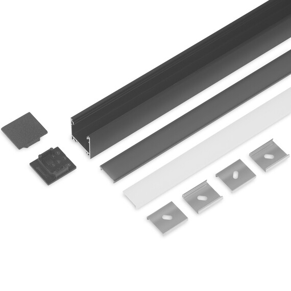 Черен LED профил LINEA20 EF/TY 2000 открит монтаж комплект | Osvetlenieto.bg