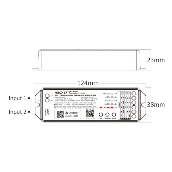MiBoxer LED контролер ML5 Matter Over WiFi+2.4GHz 12-48V 15A | Osvetlenieto.bg