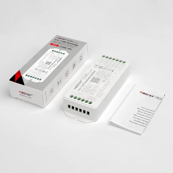 MiBoxer PR5 мощен LED димер/контролер 5в1 MONO/CCT/RGB/RGBW/RGBCCT 2.4GHz 12-48V 20A | Osvetlenieto.bg