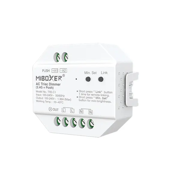 MiBoxer TRIAC димер TRI-C1 1.36A 300W 2.4GHz RF 100-240V AC | Osvetlenieto.bg