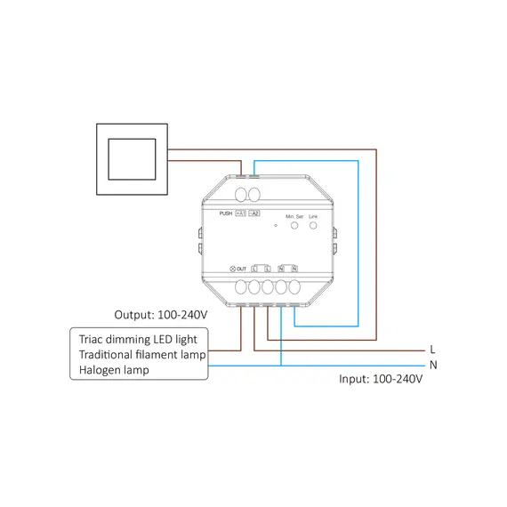 MiBoxer TRIAC димер TRI-C1 2.4GHz RF 100-240V AC 1.36A | Osvetlenieto.bg