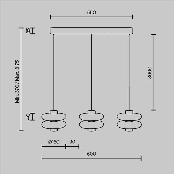 LED Полилей Nuvem MOD497PL-L23BRK Maytoni 23W 3000K | Osvetlenieto.bg