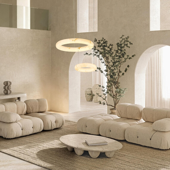 LED Полилей Zambelis 2543 ROUND PENDANT LED LIGHT 35W 3000K TRIAC ALABASTER - BRASS Dimmable Triac | Osvetlenieto.bg
