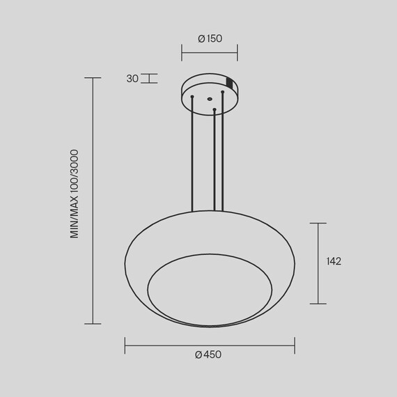 LED Полилей Bassa MOD501PL-L20BK1 Maytoni 20W 3000K | Osvetlenieto.bg