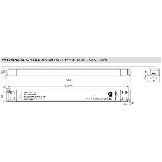 LED захранване SLIM 150W 24V POS FTPC150V24-S3 PFC | Osvetlenieto.bg