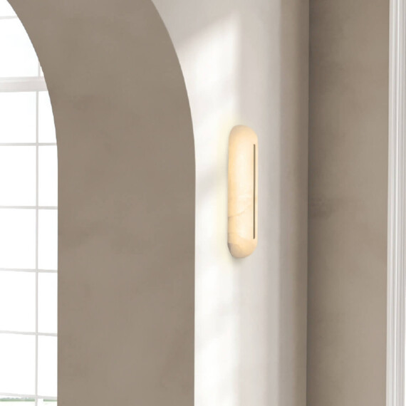 LED Аплик Zambelis 2546 WALL LED LIGHT 14W 3000K TRIAC ALABASTER - BRASS | Osvetlenieto.bg
