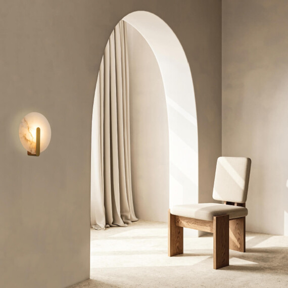 LED Аплик Zambelis 2552 WALL LED LIGHT 5W 3000K ALABASTER - BRASS | Osvetlenieto.bg
